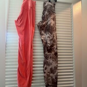 lululemon athletica Coral and Tie-Dye Leggings